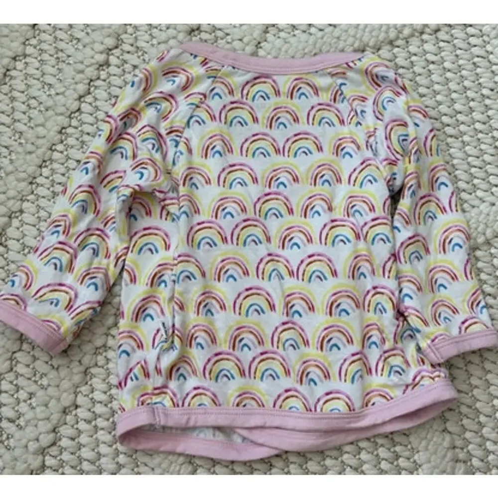 Little Sleepies Pink Pastel Rainbows Wrap Cardigan Bamboo PJ Top Size 0-3 Months